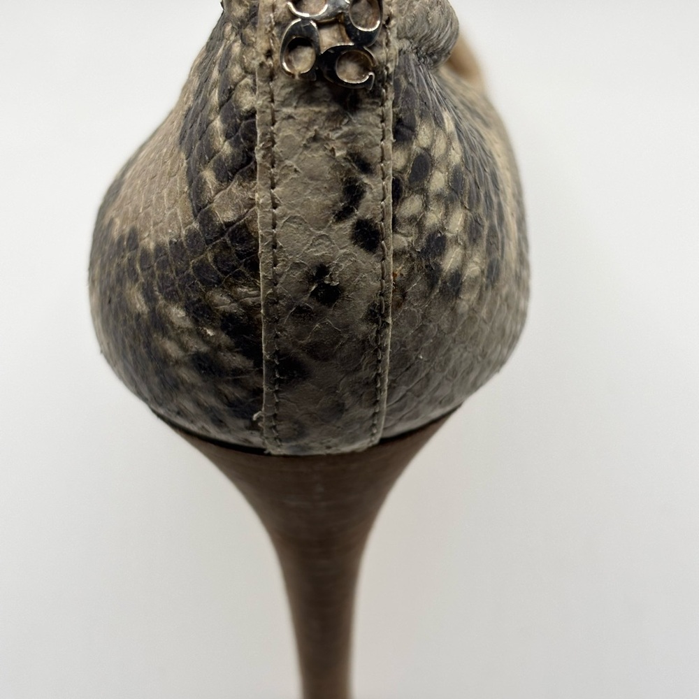 COACH Cream and Gray Snake Print Stacked Heels - Picture 3 of 12